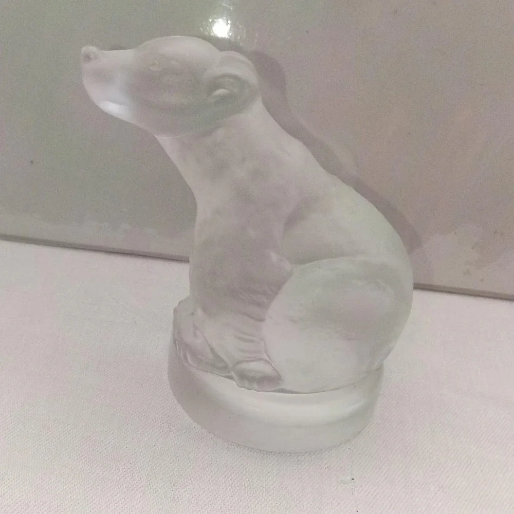 Vintage Crystal Frosted Glass Polar Bear Figurine 3